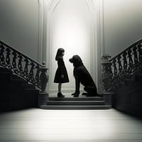 Die unschuldige Liebe zwischen Treppen - ein Mädchen und ihr treuer vierbeiniger Freund