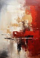 Peinture abstraite Impression d'art Moderne Rouge, jaune et blanc