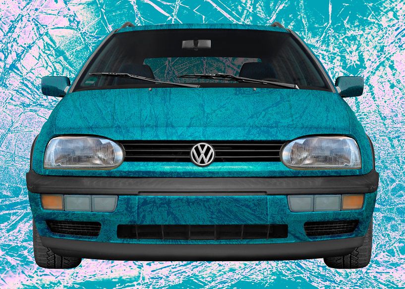 VW Golf 3 Art Car en bleu clair cassé par aRi F. Huber