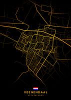 Veenendaal Stadtplan Modern Schwarz Gold