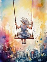 Fille sur la balançoire