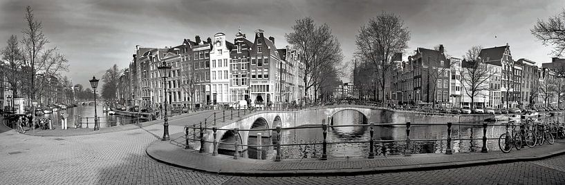 Panorama Keizersgracht Amsterdam in schwarz und weiß von STUDIO VAN DE VEN & CO