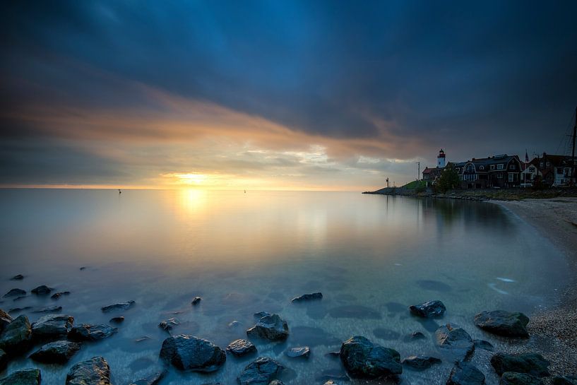 Sonnenuntergang Leuchtturm Urk von Rick Goede