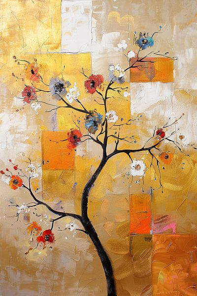 Abstraktes minimales Blumendekor von Abstraktes Gemälde