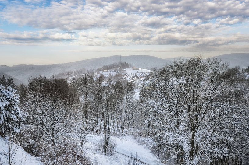 Uitzicht op de bergstad Sankt Andreasberg in het Harzgebergte van Peter Eckert