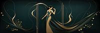 Art Deco Eleganter Gatsby: Asiatische Frau mit Blumen
