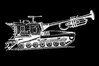 Trompeten-Tank - schwarz/weiß