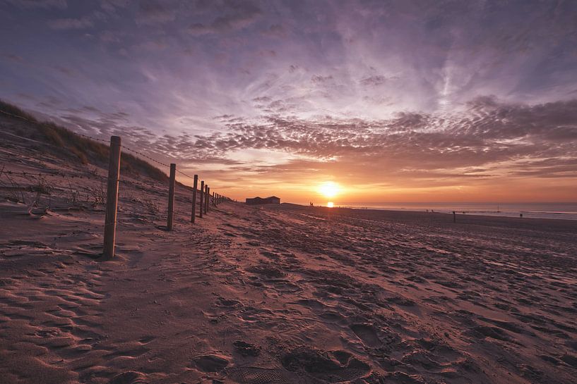 Coucher de soleil sur la plage, La Haye par Wouter Kouwenberg