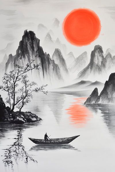 Tranquil mountain landscape at sunset by Poster Art Shop