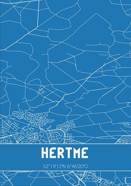 Blaupause | Karte | Hertme (Overijssel) von Ortsdrucke