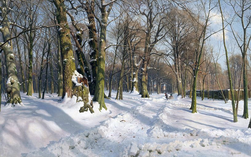Verschneiter Waldweg bei Sonnenlicht, PEDER MONSTED, 1908 von Atelier Liesjes