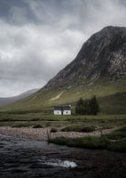 White house among the mountains of Scotland