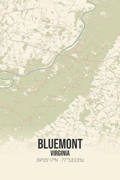 Carte ancienne de Bluemont (Virginie), USA. par Affiches de lieux