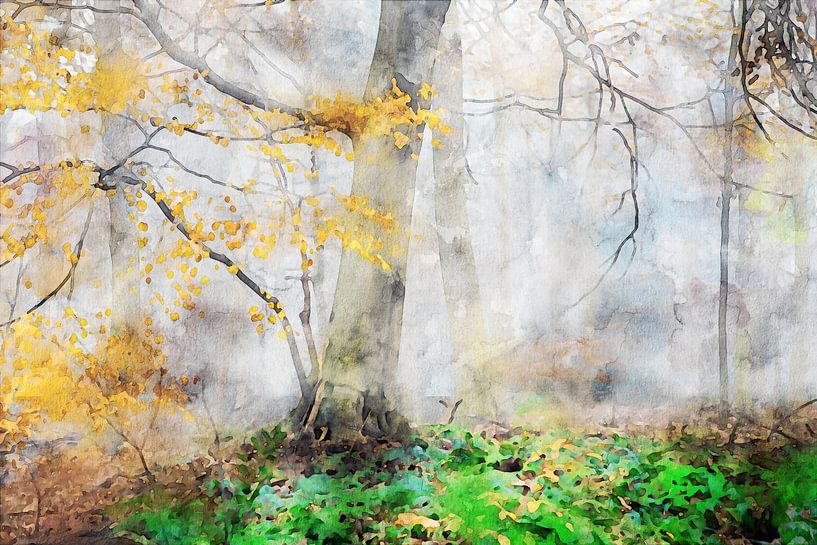 Wald Aquarell von Peter Bolman