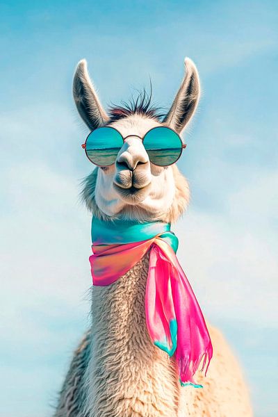 Stylisches Lama mit Sonnenbrille von Poster Art Shop