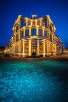Gold hotel in blue hour