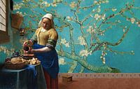 Milkmaid by Vermeer with Almond blossom wallpaper by Gogh