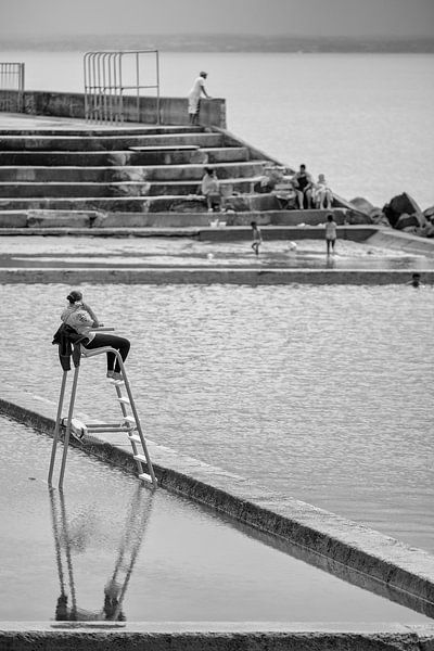 Lifeguard in France (Binic) at natural pool by Rob van der Teen