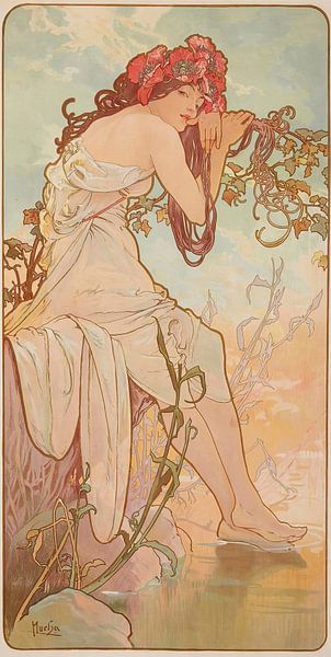 Les Saisons 4 (1896) van Alphonse Mucha van Peter Balan