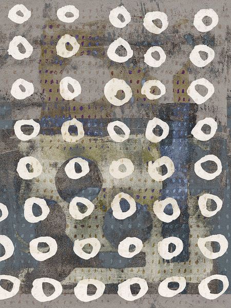 Abstracte geometrie in wit, warm bruin en grijstinten van Dina Dankers