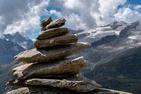 Stacked stones in the Swiss Alps