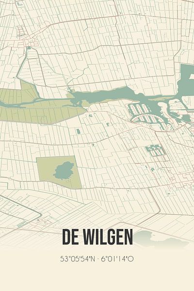 Vieille carte de De Wilgen (Fryslan) par Affiches de lieux