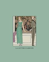 La lettre d'amour | Der Liebesbrief | Historischer Art Deco Modedruck | Vintage Liebe