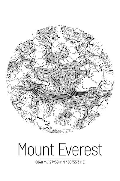 Mount Everest | Landkarte Topografie (Minimal) von ViaMapia