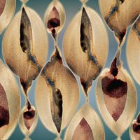 Tidal Teal Bloom Aqua 983 - Organische Küstenformen in Sand, Sea Mist und Deep Warm Red Brown