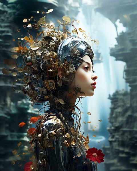 Surrealistisches Porträt &quot;Outta space&quot; von Carla Van Iersel