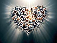 A glowing heart full of butterflies