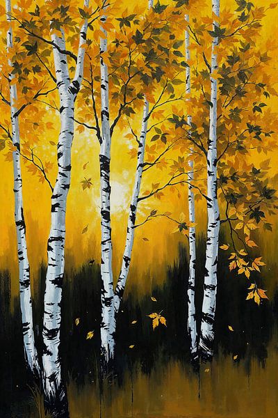 Birch in Yellow by Arjen Roos