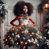 Girl with a Christmas tree dress