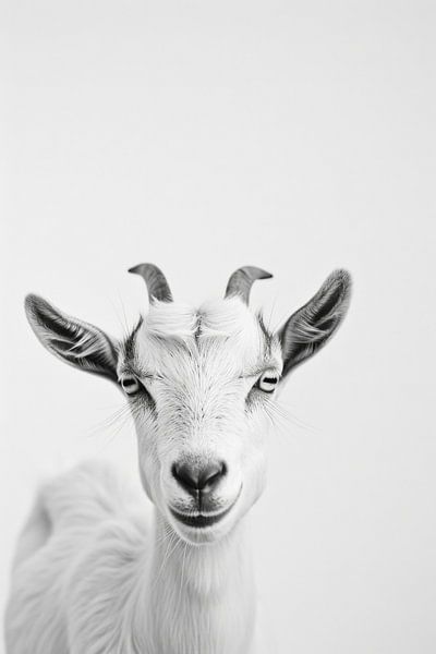 Geit in zwart-wit van Poster Art Shop