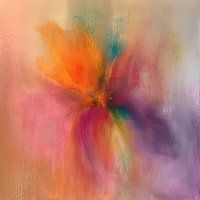 Moderne abstrakte Blume in Pastellfarben und Neon-Akzenten