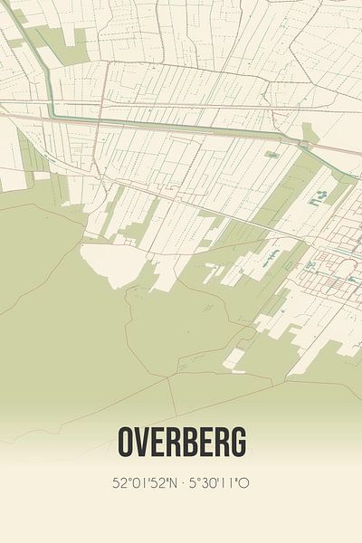 Vieille carte d'Overberg (Utrecht) par Affiches de lieux