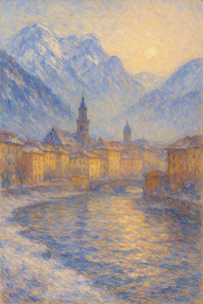 Bolzano Under Winter Light – Impressionist Alpine Cityscape by Travel Shop