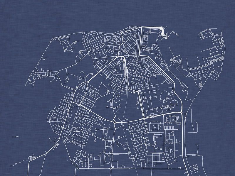 Karte von Den Helder in Königsblau von De Kaartenwinkel