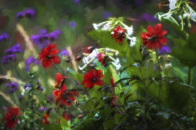Wilde Bloemen (groen,purper en rood) by Tejo Coen