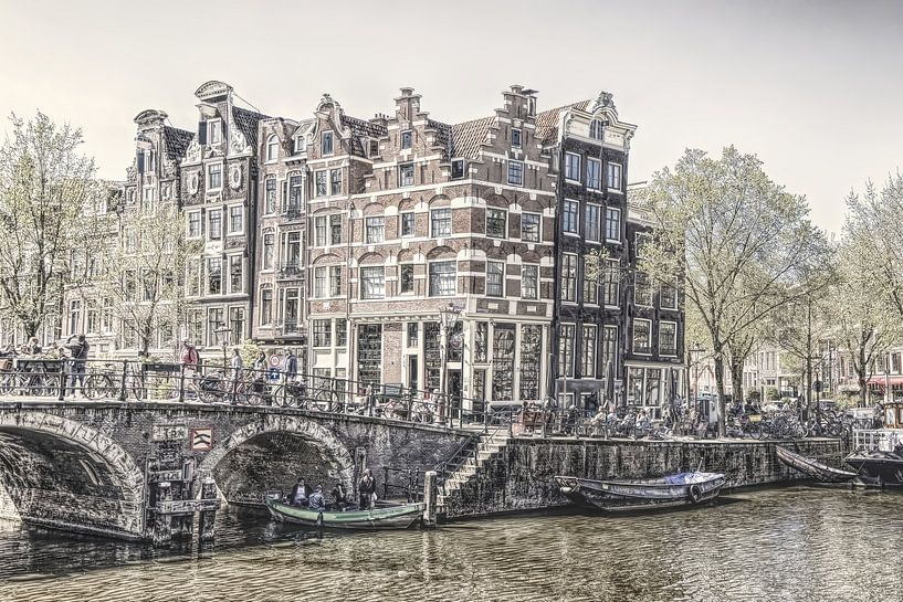 Lekkeresluis-Brücke über die Prinsengracht Amsterdam von Robert Jan Smit