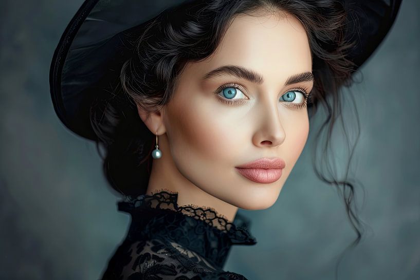 Porträt Frau in Schwarz von Egon Zitter