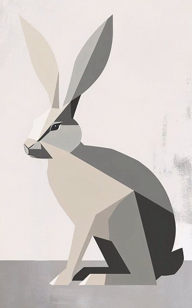 Peinture moderne cubiste d'un lapin par Art & Soul Creations