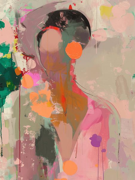 Buntes, modernes und abstraktes Porträt von Carla Van Iersel