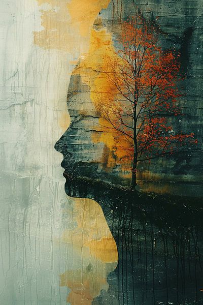 Femme avec un arbre aux couleurs de l'automne par Art & Soul Creations