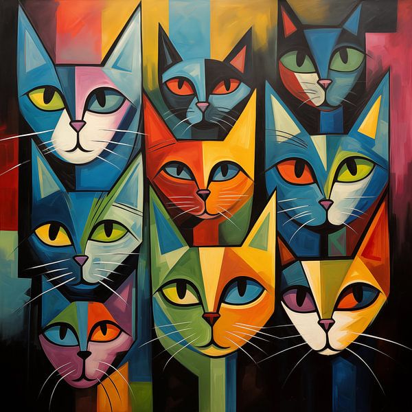 Katzen abstrakt bunt von TheXclusive Art