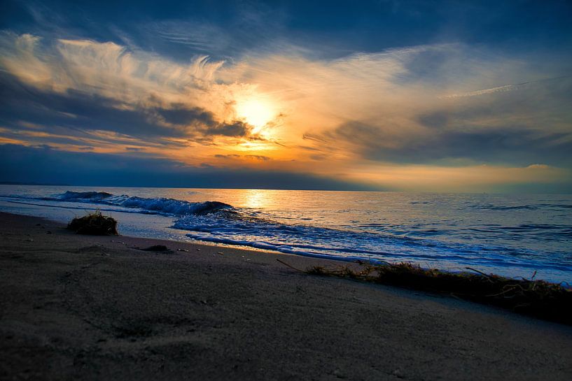 Sonnenuntergang am Strand von Zingst, romantisch von Martin Köbsch