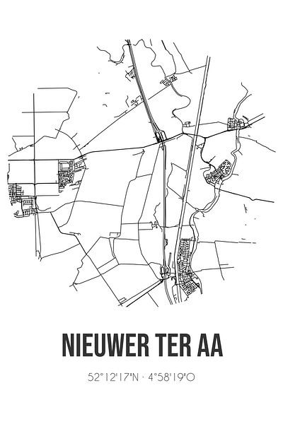 Nieuwer Ter Aa (Utrecht) | Karte | Schwarz und weiß von Ortsdrucke
