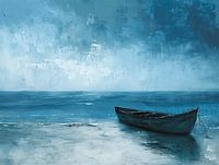 Bateau avec histoire, huile