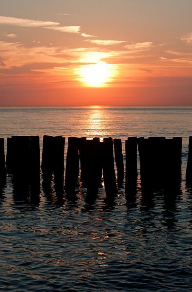 Sonnenuntergangs strand Zoutelande von MSP Canvas
