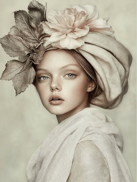 Dreamy portrait with flowers by Carla Van Iersel